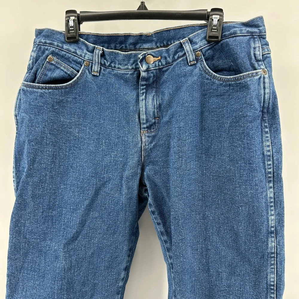Wrangler Women‎ 13/14 x 30 Fleece Lined Denim Jeans Blue Straight Rugged Wear